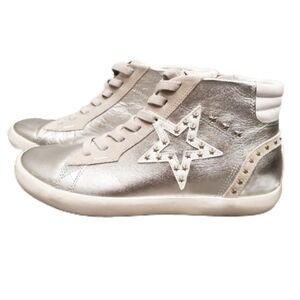Mark Nason Silver Studded Star Leather High Top Tennis Shoes Converse Sneakers